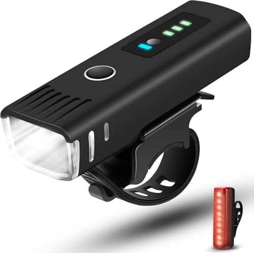 Fahrradlicht Set, USB Wiederaufladbare Alulegierung Fahrrad Vorne und Rücklicht, 5000 Lume Fahrradlichter, IPX5 wasserdichte Fahrradbeleuchtung