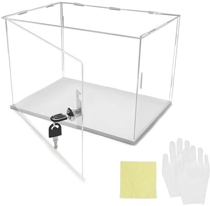 Acryl Vitrine Verschließbare Acrylvitrine mit Handschuhen, Sicherheitsvitrine für Die Arbeitsplatte, Durchsichtiger Aufbewahrungsschrank für Minifiguren/Autos/Sammlerstücke/Schmuck(20x20x30cm(8x8x12in