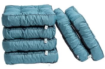 TexDeko® 6er Pack Premium Stuhlkissen 60x60x12 cm Sitzauflagen Polsterauflagen UV-Schutz & Wasserabweisend Bodenkissen Outdoor/Indoor Loungekissen für Garten, Freizeit & Sommer (Türkis)