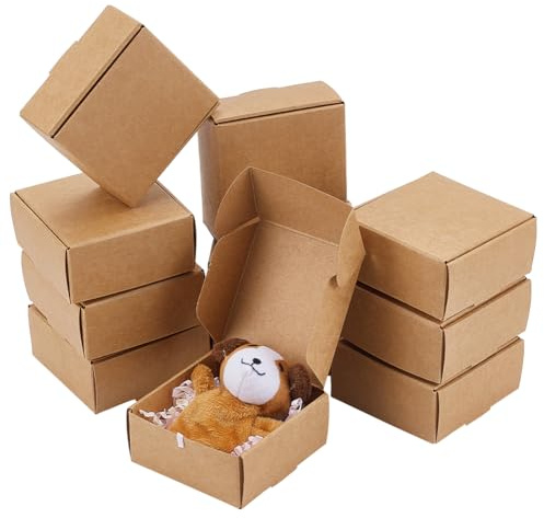 PH PandaHall 20 Pack Brown Gift Box 6.5x6.5x3cm Mini Paper Box Cardboard Candy Boxes Party Favor Boxes for Gift Pakaging Wedding Birthday Jewellery