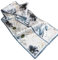 GIMIRO Satin Seidenschal Doppelschichten 150 x 16cm Luxuriöses Blumenmuster Schal, Weiß mit Schwarz-Blauen Blüten, Elegante Geschenkbox(Beige Ink Blue Flower)