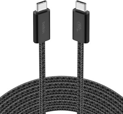 Belkin USB C to USB C Cable, 9.9ft, 60W - Type C Charger, iPhone Charger Cord, Soft, Braided, Flexible for iPhone 17, Galaxy S25, Pixel 10, Airpods, iPad Pro, Tablet & More, Travel Essentials - Black