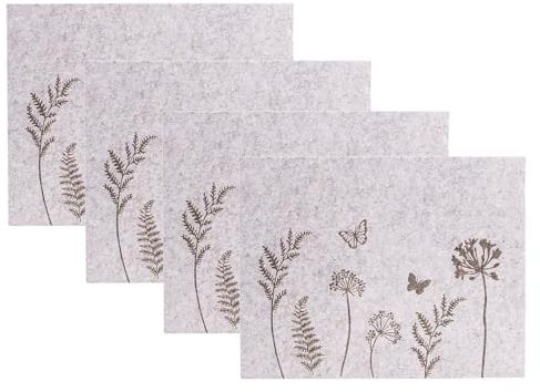 4er Set Tischset Filz 45x35cm Blumen Platzdeckchen Platzset Frühling Blumenwiese Tischdeko Deko Tischmatte