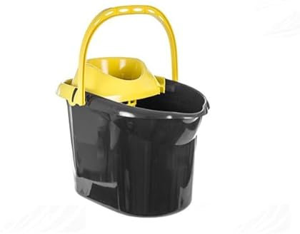 Cubo para Fregar Rectangular de plástico Negro con escurridor,15 litros de Capacidad, Cubo fregona ergonómico y Resistente Ideal para Limpieza doméstica o Profesional, Medidas 39,5x29x26 cm