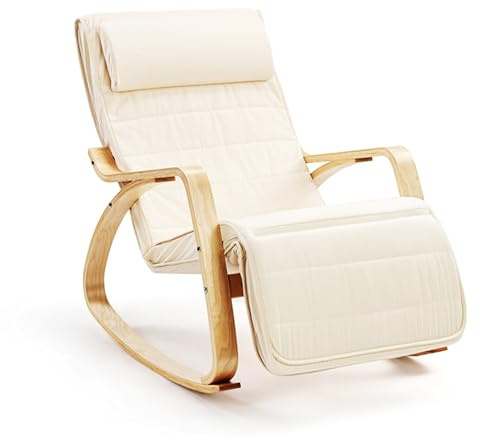 Hom&Com Rocking Chair for Adults, Beige