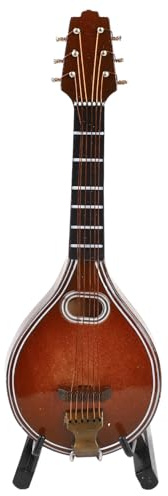 HERCHR Mini Instrument de Mandoline Fait à la Main de 12 cm/4,7 Pouces avec Support, élégant modèle de Mandoline à 8 Cordes Fait à la Main, Instrument Miniature à Cordes en Bois