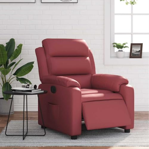 Owoxanthellate Relaxsessel Elektrisch Weinrot Kunstleder 75 x 92,5 x 100 cm mit 135° Liegefunktion und Seitentasche für Wohnzimmer & Home Kino