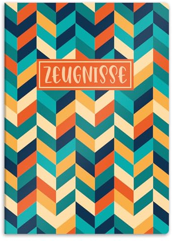 itenga Zeugnismappe A4 – Sichtbuch 20 Hüllen (für 40 Dokumente) – extra stabile Klarsichthüllen – Kunststoffeinband mit hochwertigem Motivdruck – Dokumentenmappe (Motiv Streifen bunt)