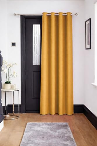 John Aird Blackout Curtains Thermal Energy Saving Eyelet Curtains for Bedroom & Living Room Including Tie Backs (Ochre, Door Panel W 52 x L 84 (1 Panel)