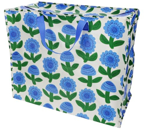 XXL Riesentasche Florence Aufbewahrungstasche mit Reißverschluss Blumen ca. 58×28×48 cm