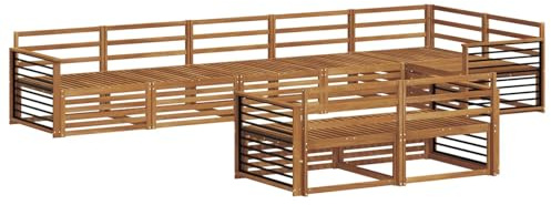vidaXL Outdoor-Sofagarnitur 8 pcs Natur, Modulares Outdoor-Sofa-Set, Robustes Garten-Lounger, Acacia-Möbel für Terrasse, Moderne Sitzgelegenheit