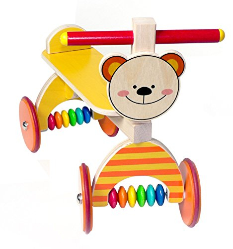 Hess Holzspielzeug 31176 - Lauflernhilfe aus Holz, Serie Bär, mit Gummibereifung, handgefertigt, für Kinder ab 12 Monaten, ca. 60 x 40 x 30 cm