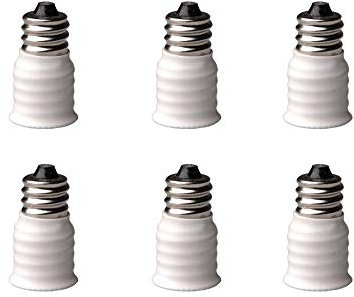 Superdealspro Lot de 6 adaptateurs pour ampoules LED de culot E12 vers E14 de qualité supérieure, blanc