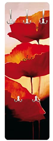 Bilderwelten Garderobe Blumen - Poppy Family - Rot, Größe HxB:105cm x 34cm
