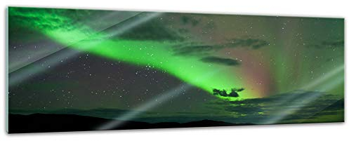 Glasbild - Nordlichter - 90 x 30 cm - Deko Glas - Wandbild aus Glas - Bild auf Glas - Moderne Glasbilder - Glasfoto - Echtglas - kein Acryl - Handmade