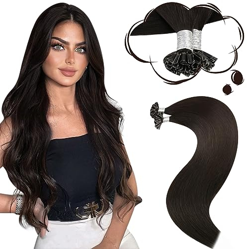 Moresoo Extensions Echthaar Bondings Braun Remy Nail Tip Bondings Extensions Echthaar 1g Hot Fusion Keratin U Tip Extensions Glatt Menschliches Haar Dunkelstes Braun #2 50g 40 cm