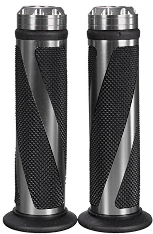 Alamor CNC Aluminium 7/8 Motorradlenker Gummi Hand Griffe-Titan Grau
