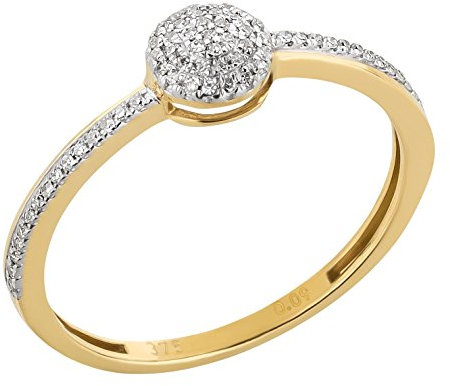 Ardeo Aurum Damenring aus 375 Gold bicolor Gelbgold Weißgold mit 0,09 ct Diamant Brillant Verlobungsring Solitär-Halb-Kugel
