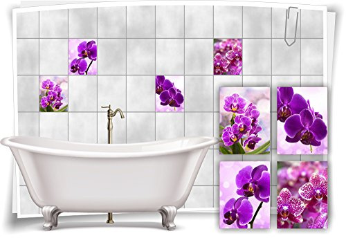 Medianlux Fliesenaufkleber Fliesenbild Blumen Orchidee SPA Wellness Dekoration Badezimmer Fliesen Bad Deko, 20x25cm fp5p18h-57682