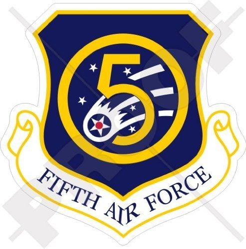 USA Vereinigte Staaten USAF 5. AF Abzeichen PACAF - USAAF Fünfte Luftwaffe Emblem, US Amerikanisch 85mm Auto & Motorrad Aufkleber, Vinyl Sticker
