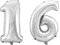 WeAreAwesome Folien-Ballon Luft-Ballon Zahl 16 Silber 60CM XL Aufpusten Geburtstag Jubiläum Jahrestag Feier