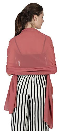 World of Foulard, scialli in chiffon, per feste di nozze, occasioni speciali, grandi dimensioni 90 x 190 cm, Rosa scuro.