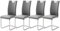 Robas Lund, Chaise pied luge/Chaise Salle à manger, PAULO, PU/Inox, environ 41 x 103 x 57 cm, Gris, Lot de 4 pièces