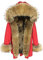 Lea Marie Damen Luxury PREMIUM PARKA XXL Kragen aus 100% ECHTPELZ ECHTFELL Jacke Mantel Fuchspelz Innenfutter (Rot, L)