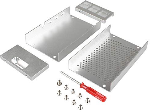Jopto Aluminum Alloy Case Cooling Shell Box with Fan Compatible with Raspberry Pi 4B Raspberry Pi 4 Model B (Not Include Raspberry Pi Board)(Silver)