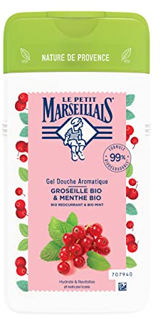 Le Petit Marseillais Duschgel Bio Johannisbeere & Bio Minze, pH-hautneutrale Pflegedusche & Aromadusche mit besonders angenehmen Duft, spendet Feuchtigkeit & belebt, (1 x 250ml)