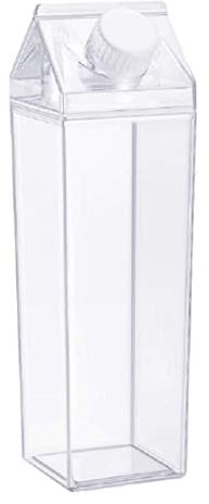 Mayhow - Borraccia per latte, 500 ml, in plastica trasparente, quadrata, senza BPA, a prova di perdite, riutilizzabile, a forma di scatola del latte, perfetta per fitness, palestra, campeggio, sport
