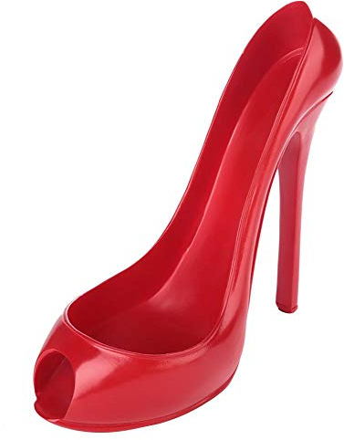 Agatige High Heel Shoe Wine Bottle Holder,Storage Wine Rack Home Decor?Golden/Red?-Creativity(Red)