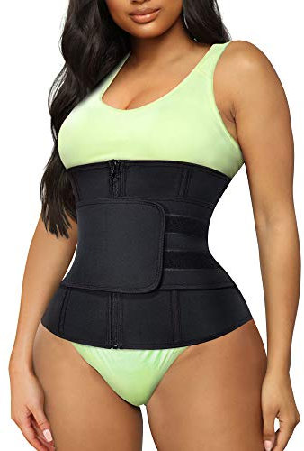 Chumian Ceinture de Sudation Femme Serre Taille Cincher Corset Minceur Ceinture Abdominale Amincissante Néoprène (Noir, S)