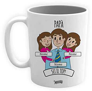 Movoo Design Tazza Papà Top Tazza/Mug Idea regalo Lavabile Festa del Papà Ceramica Personalizzata con Nomi