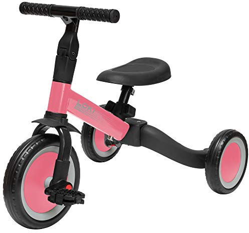 ib style Loki 4in1 Dreirad, Laufrad Kinder, Baby Balance Fahrrad, Lauflernrad, Tricycle, 1-5 Jahre, Pink