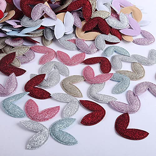 50 Stück Glitzer Applique Patches Sticker Aufnäher Applikation Flicken zum Aufnähen Basteln Dekorieren für DIY Handwerk Ornamente Handarbeiten Stirnband Kleidung Haarschmuck,Hasen Ohren