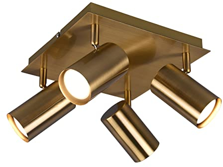 Trio Leuchten Deckenleuchte Marley 802430404, Metall Altmessing, exklusiv 4x GU10