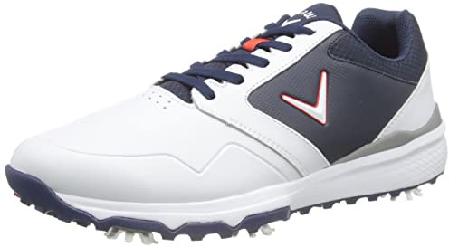 Callaway Golf Chev LS, Scarpe da Golf Impermeabili, bianco blu navy rosso, 42,5 EU