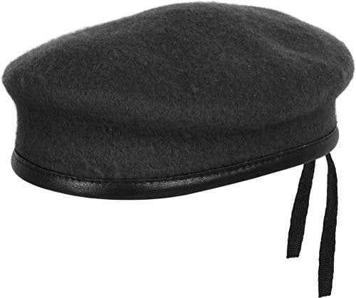 Bundeswehr Commando Barett aus Wollfilz mit Lederband Farbe Schwarz Größe 62