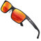 DUCO Polarisierte Sonnenbrille für Herren Vintage Aluminium-Rahmen Retro Sport Sonnenbrillen 100% UV-Schutz 8207 (Schwarzer Rahmen,Revo Rot Linse)