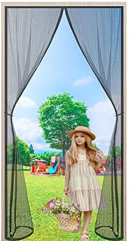 Moustiquaire Porte Fenetre Magnetique 150 x 220 cm Moustiquaire Rideau Anti Mouche Fermeture Automatique sans Percer pour Cuisine/Salon/Chambre Facile à Installer - Noir A