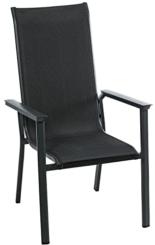 Dehner Gartenstuhl Cleveland, stapelbar, 107.5 x 61.5 x 70.5 cm, Aluminium, dunkelgrau