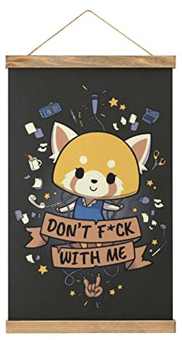 Aggretsuko Magnetische Schriftrolle Anime Aggretsuko Kleiderbügel Poster DIY Wand Stoff Dekor Hängende Gemälde Rahmen Kit Halter für Wohnzimmer
