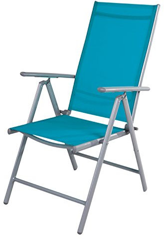 Mojawo Gartenstuhl - Hochlehner 7-Fach verstellbar - zusammenklappbar - Klappstuhl - witterungsbeständiges Aluminium - wetterfeste Gartenmöbel- extra leicht, Farben:Petrol