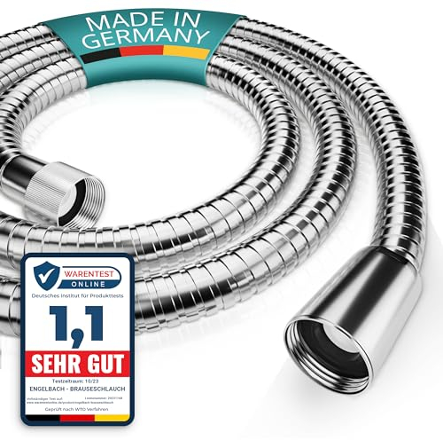 Engelbach® Tuyau douche 1,75m en acier inoxydable - flexible avec raccord standard - testé à l'eau potable - anti-pliure et facile à installer - Made in Germany