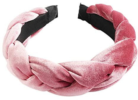 scicent Ladies Hair Bands Wide Headbands Thick Velvet Elastic Padded Vintage Headband for Women Girls Dark Pink 9511