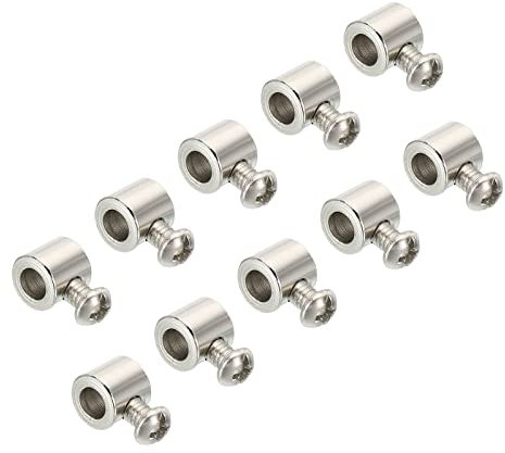 PATIKIL Morsetto per Cavo 9x8mm Filo Metallico Corda Morsetti 10 pz Acciaio Cavi Morsetti 5mm Doppio BuchiCorda Raccordi Morsetti con M4*0.7 Viti per Cavo