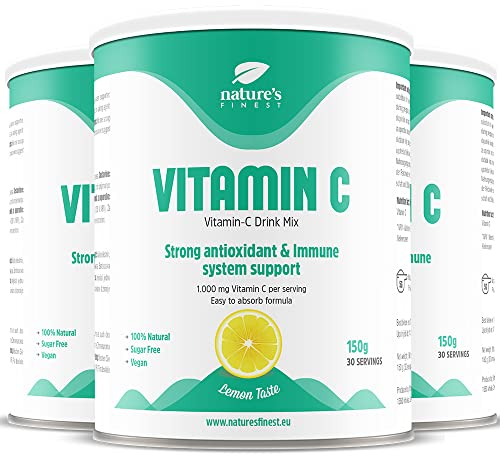 Nature’s Finest Vitamin C Pulver – Hochdosiertes Ascorbinsäure-Pulver 1000 mg pro Portion – Ohne Zusätze, vegan & laborgeprüft – 450 g