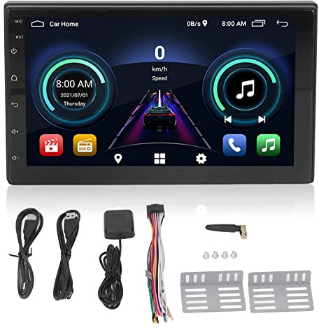 Aramox Coche Navegación GPS DVD CD Reproductor Multimedia BT5.0 Llamada de Voz Imagen Inversa Controles del Volante Radio Estéreo del Coche Control de Voz para Android 10.1