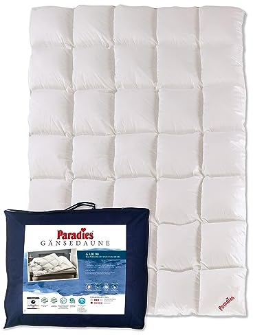 PARADIES Daunendecke 135x200 cm Winter 875g - Gabi 90, Winterdecke mit Baumwollbezug + RDS-zertifizierten Gänsedaunen/-Federn 90% Daunen + 10% Federn